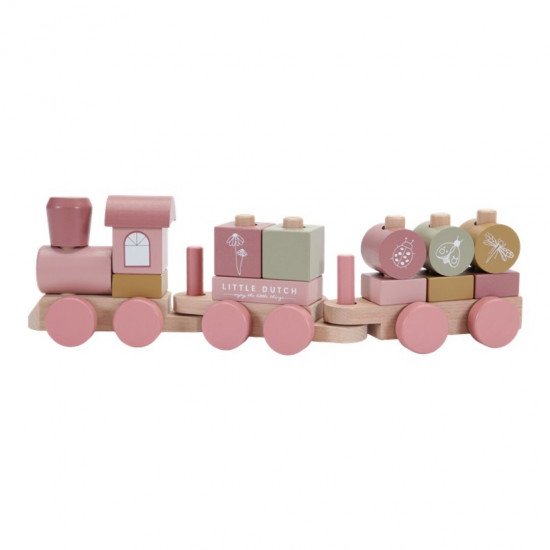 Tren Madera Bloques Apilable Rosa Tren Madera Bloques Apilable Rosa