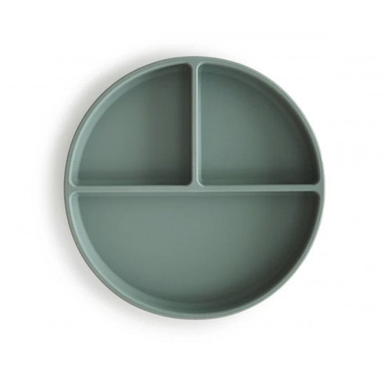 Plato Compartimentos Silicona con Ventosa Azul