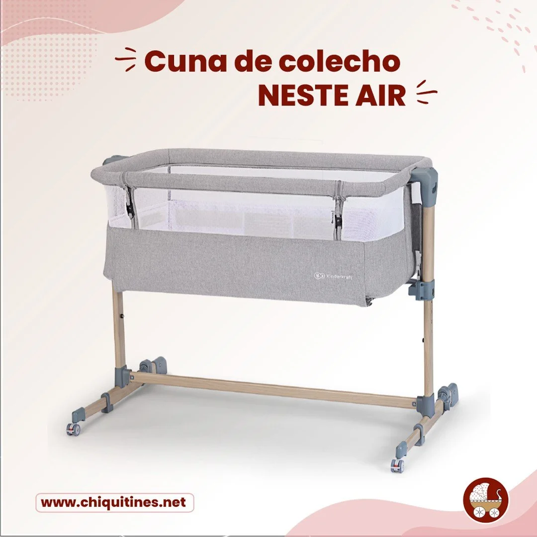 Kinderkraft Cuna Colecho Neste Air Madera - Blanca y Augusto