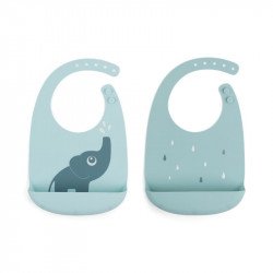 Pack 2 Baberos Silicona Peekaboo con Bolsillo Azul Elphee