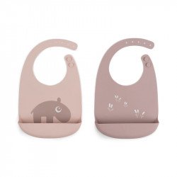 Pack 2 Baberos Silicona Peekaboo con Bolsillo Ozzo Rosa Pack 2 Baberos Silicona Peekaboo con Bolsillo Ozzo Rosa