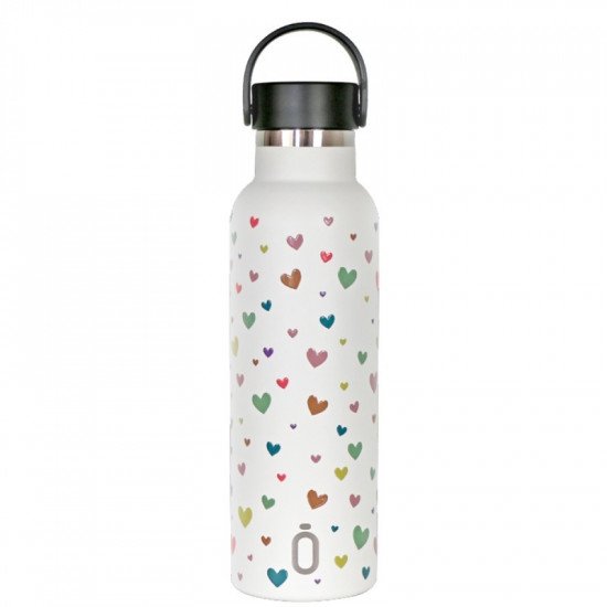 Termo Sport 600 ml Corazones Nata