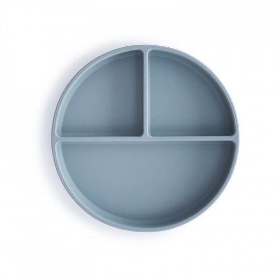 Plato Compartimentos Silicona Con Ventosa Azul Powder