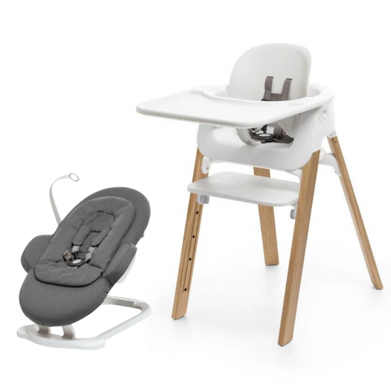 Trona Steps Blanco / Natural Stokke COMPLETA + REGALO HAMACA