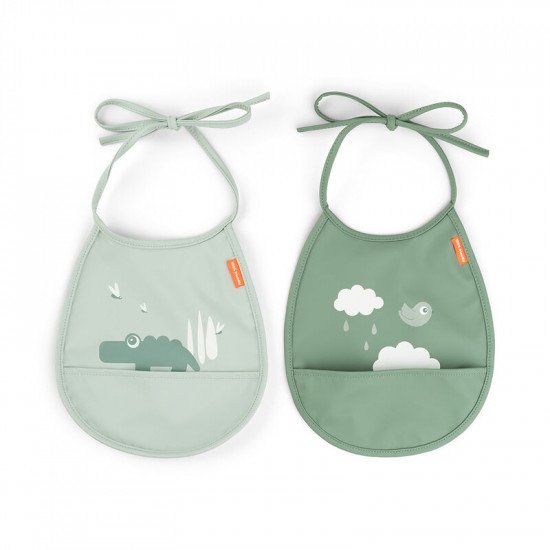 Pack 2 Baberos Tiny Impermeables Croco Verde