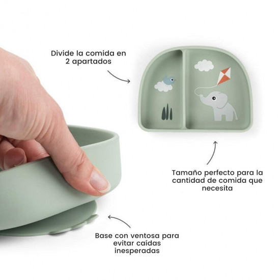 Plato Silicona con Ventosa Stick and Stay Playground Verde