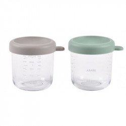 Pack 2 Tarritos Cristal 250 ml Gris y Verde Béaba