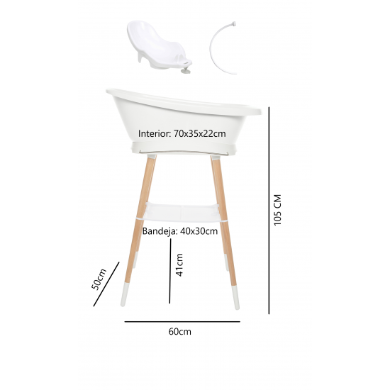 Bañera Sense Led Beige Soporte Madera