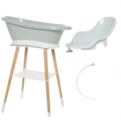 Bañera Sense Led Sky Green Soporte Madera