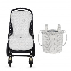 Colchoneta y Bolso Bucket Silla Little Bloom Flor Gris