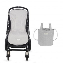 Colchoneta y Bolso Bucket Silla Little Bloom Vichy Gris