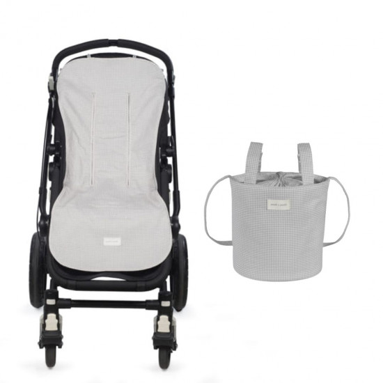 Colchoneta y Bolso Bucket Silla Little Bloom Vichy Gris