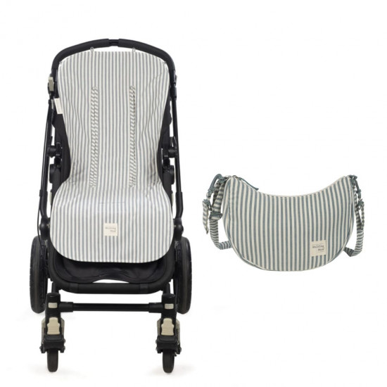 Colchoneta y Bolso Crossbody Silla Praliné Rayas Matcha