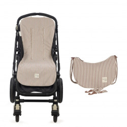 Colchoneta y Bolso Crossbody  Silla Praliné Rayas Moka