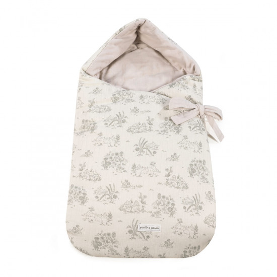 Saco Capazo Capucha Toile De Jouy Cream