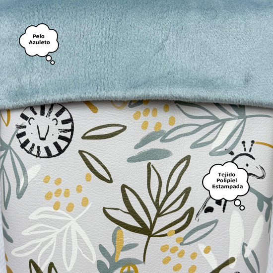 Saco Silla Recto Polipiel Pelo Marco Azul Estampado