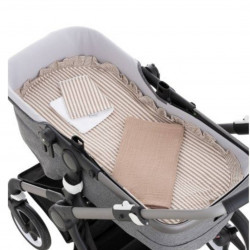 Base Capazo con Volante y Muselina Derby Beige