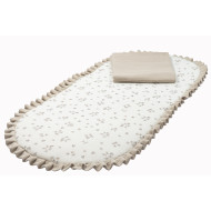 Base Capazo con Volante y Muselina Flor Camel