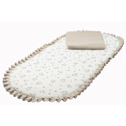 Base Capazo con Volante y Muselina Flor Camel