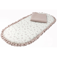 Base Capazo con Volante y Muselina Flor Rosa Empolvado