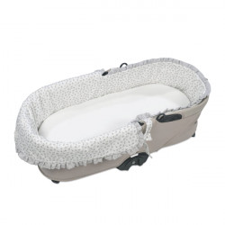 Funda Capazo Dual y Bajera Ajustable Little Bloom Flor Gris