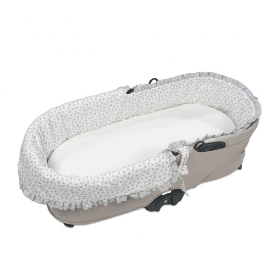 Funda Capazo Dual y Bajera Ajustable Little Bloom Flor Gris