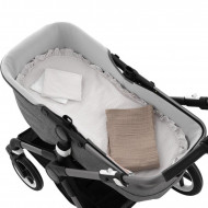 Base Capazo con Volante y Muselina Candela Crudo