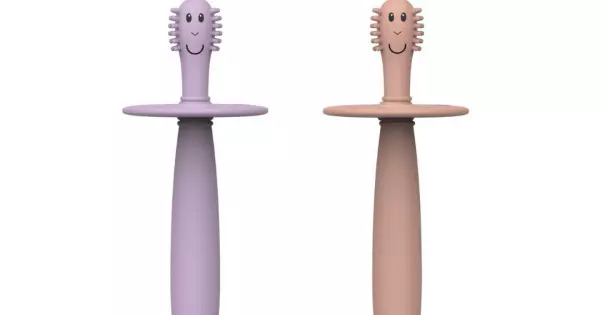 Set Cepillo Dientes con Topper Silicona Monkey Lila y Dusty Pink