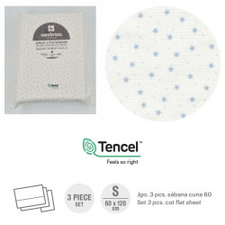 Sábana Cuna 120 x 60 Estrellas Celeste Punto Sábana Cuna 120 x 60 Estrellas Celeste Punto