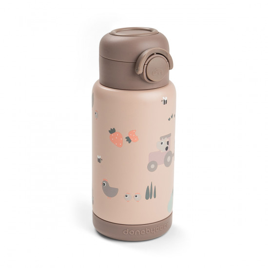 Botella Térmica con Pajita Tiny Farm 340 ml Rosa