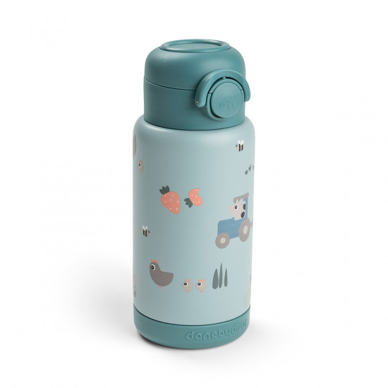Botella Térmica con Pajita Tiny Farm 340 ml Azul