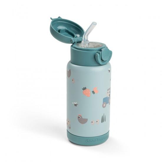 Botella Térmica con Pajita Tiny Farm 340 ml Azul