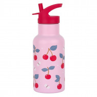 Botella Acero Pajita Cerezas Botella Acero Pajita Cerezas