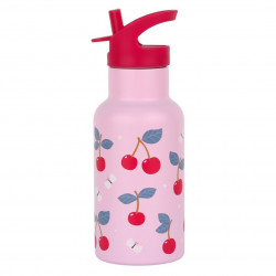 Botella Acero Pajita Cerezas Botella Acero Pajita Cerezas