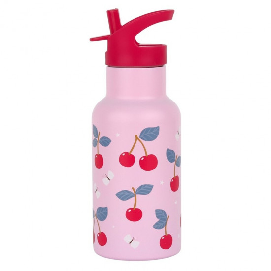 Botella Acero Pajita Cerezas